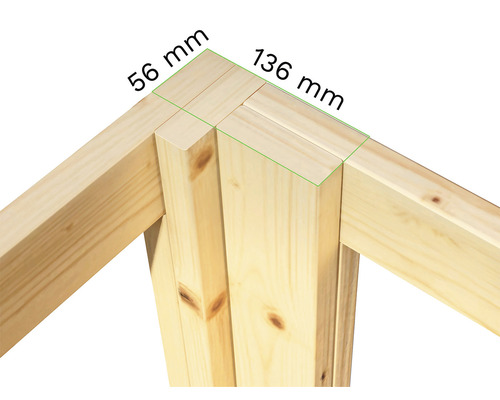 Cadre en bois avec des dimensions de 56 mm et 136 mm