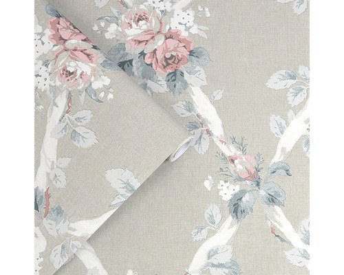 Papier peint avec motif floral de roses