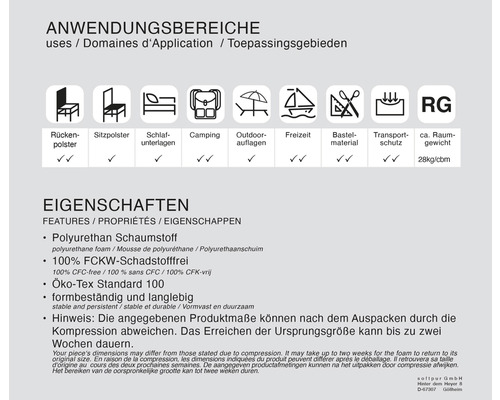 Informationen zu Anwendungsbereichen und Produkteigenschaften