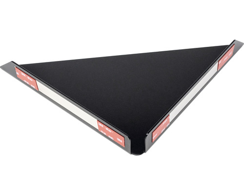 Schwarzes Eckregal zur Wandmontage mit Klebestreifen