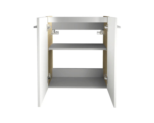 Waschbeckenunterschrank mit offenen Türen und Regalböden