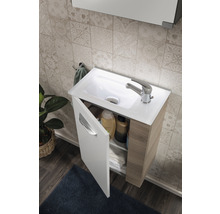 Waschtischunterschrank FACKELMANN Small Bathroom Collection BxHxT 44 x 60 cm x 24,3 cm Frontfarbe weiß hochglanz esche grau 86056
