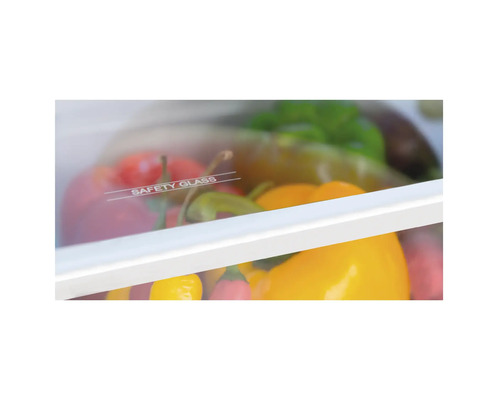 Einlegeboden aus Sicherheitsglas im Kühlschrank mit Gemüse