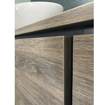 Waschtischunterschrank Sanox Loft BxHxT 161 x 47 cm x 46 cm Frontfarbe craft oak mit Waschtischplatte Kunststein schwarz
