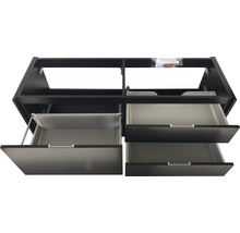 Waschtischunterschrank Sanox Loft BxHxT 161 x 47 cm x 46 cm Frontfarbe craft oak mit Waschtischplatte Kunststein schwarz