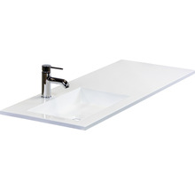 Badmöbel-Set Sanox Loft BxHxT 120,5 (85/35) x 47 x 45,5 cm Frontfarbe schwarz matt 2-teilig mit Waschtisch Mineralguss Becken links