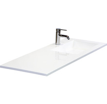 Badmöbel-Set Sanox Loft BxHxT 120,5 (35/85) x 47 x 45,5 cm Frontfarbe schwarz matt 2-teilig mit Waschtisch Mineralguss Becken rechts