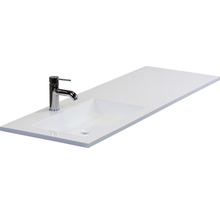 Badmöbel-Set Sanox Loft BxHxT 140,5 x 47 x 45,5 cm Frontfarbe schwarz matt 2-teilig mit Waschtisch Mineralguss Becken links weiß matt