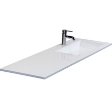 Badmöbel-Set Sanox Loft BxHxT 140,5 x 47 x 45,5 cm Frontfarbe schwarz matt 2-teilig mit Waschtisch Mineralguss Becken rechts weiß matt