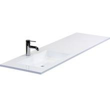 Badmöbel-Set Sanox Loft BxHxT 160,5 x 47 x 45,5 cm Frontfarbe schwarz matt 2-teilig mit Waschtisch Mineralguss Becken links weiß matt