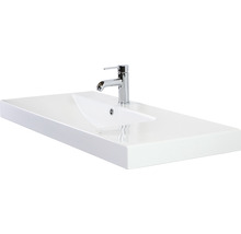 Badmöbel-Set Sanox Loft BxHxT 101 x 52,5 x 46 cm Frontfarbe schwarz matt 2-teilig mit Waschtisch Keramik Becken links