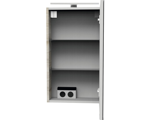 Armoire de salle de bains ouverte avec étagères pour le rangement