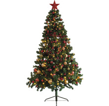 Sapin de Noël décoré avec décorations et illumination