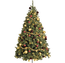 Arbre de Noël décoré avec boules et guirlande