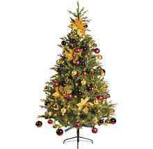 Sapin de Noël décoré avec des lumières et des boules de Noël