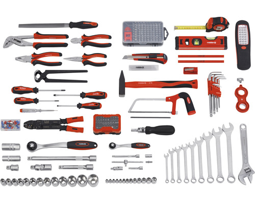 Umfangreiches Werkzeugsortiment mit Zangen, Schraubendrehern, Messwerkzeugen und vielem mehr