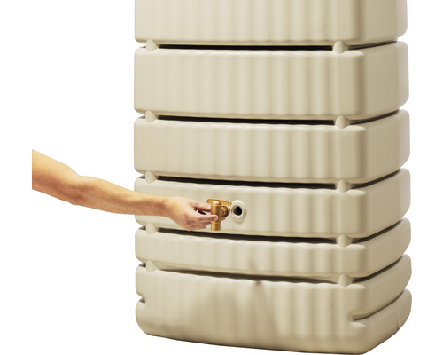 Wassertank mit Wasserhahn und Bedienung per Hand