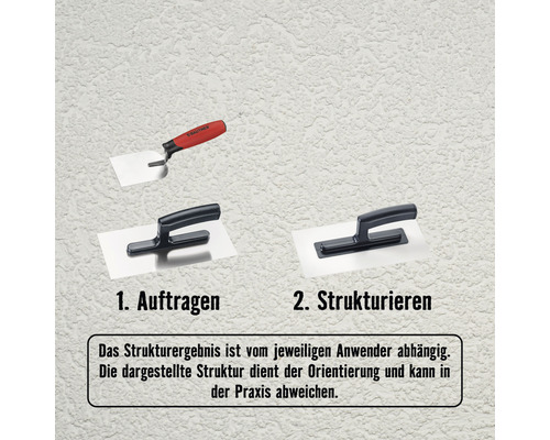 Anwendungsbeispiel für Strukturputz mit Glättkellen zum Auftragen und Strukturieren