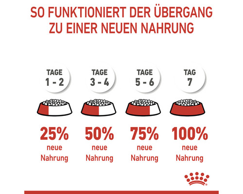 Illustration zur Umstellung auf ein neues Tierfutter nach einem Zeitplan
