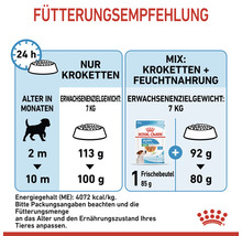Fütterungsempfehlung für Hundewelpen mit Mengenangaben für Trockenfutter und Nassfutter