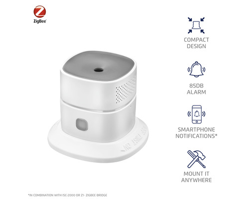 ZigBee Logo. Rauchmelder mit Smartphone Benachrichtigung und 85 Dezibel Alarm