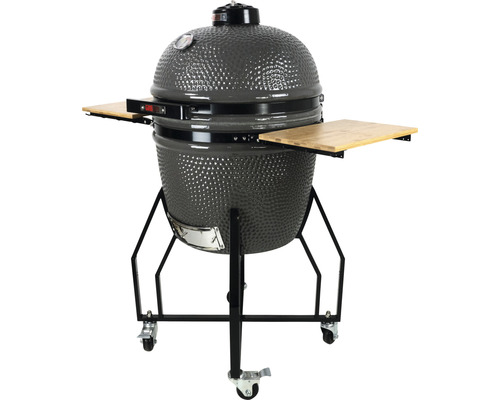 Barbecue en céramique sur roulettes avec tablettes latérales pour l''extérieur