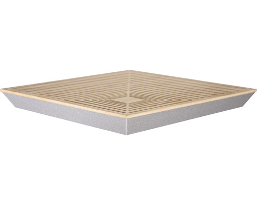 Quadratischer Duschwannenfuß mit Rillenmuster.