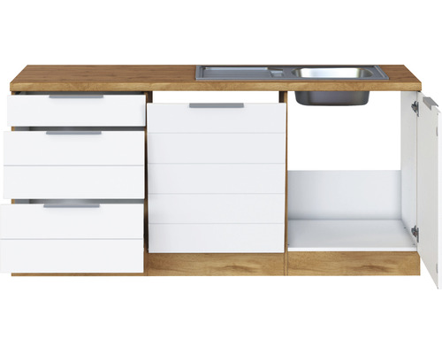 Küchenzeile mit Spüle, Schubladen und Schrank