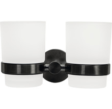 Support mural double pour gobelets de brosse à dents avec deux gobelets en verre dépoli