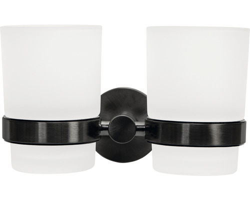 Support mural double pour gobelets de brosse à dents avec deux gobelets en verre dépoli