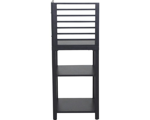 Meuble de salle de bain avec trois étagères et motif à lattes