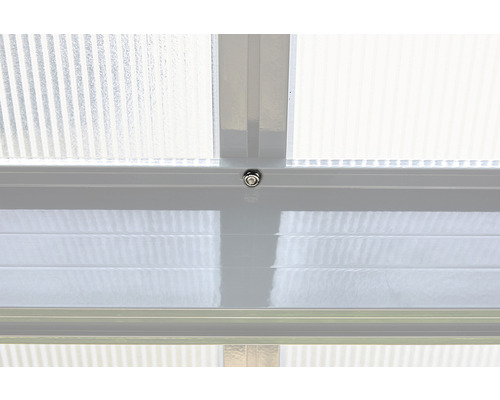 Detailaufnahme einer Polycarbonatplatte mit Befestigungsschraube