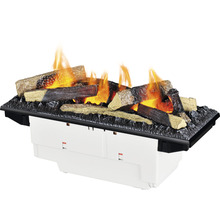 Insert de cheminée électrique avec décor de bûches et effet de flamme