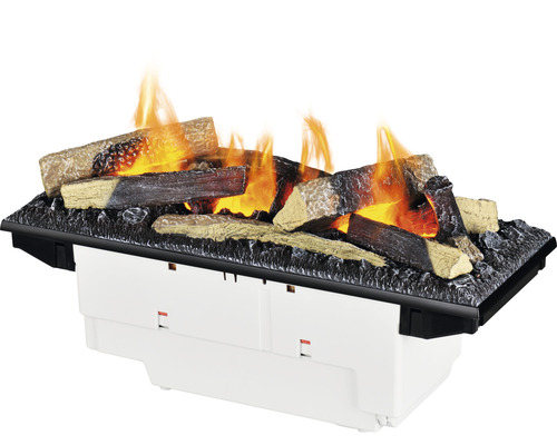 Insert de cheminée électrique avec décor de bûches et effet de flamme