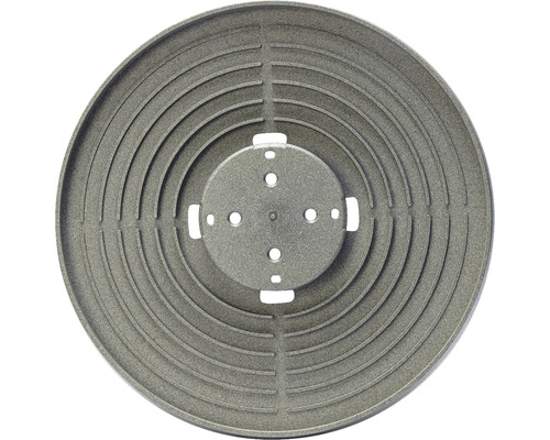 Plaque ronde en fonte avec rainures concentriques et trous de fixation