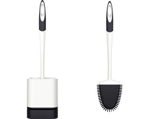 Ensemble brosse WC Bümag sans brosses carré avec tête en silicone blanc/anthracite mat