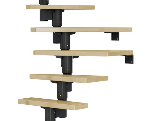 Escalier gain de place avec marches en bois et construction en acier