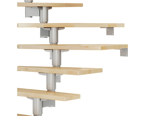 Escalier en bois avec poteaux métalliques