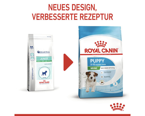 Royal Canin Junior Hundetrockenfutter Vergleich altes Design mit neuem Design