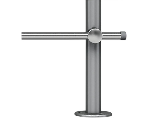 Edelstahlgeländerpfosten mit Querstrebe und Bodenbefestigung