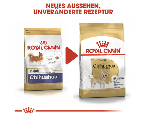 Royal Canin Chihuahua Adult Trockenfutter vor und nach der Designänderung