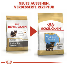 Zwei Packungen Royal Canin Yorkshire Terrier Hundefutter, eine für Welpen bis zehn Monate und eine für ältere Hunde