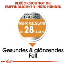 Berücksichtigt die Empfindlichkeit Ihres Hundes: Nachweisbare Ergebnisse, mehr Fellglanz in 28 Tagen, gesundes und glänzendes Fell.