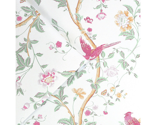 Tapete mit Vogel-, Blumen- und Schmetterlingsmuster