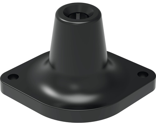 Pied de fixation noir avec base carrée et trous de perçage