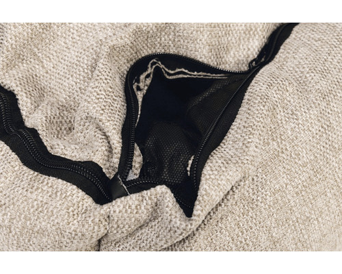 Detailaufnahme eines Sitzsacks mit Reißverschluss