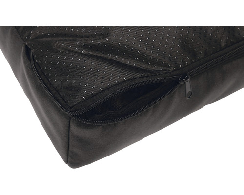 Detailansicht eines schwarzen Hundebetts mit Reissverschluss