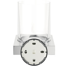 Wandmontierter Zahnputzbecherhalter aus Glas und Metall