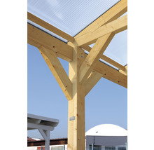 Carport Skanholz Westerwald avec ancrage pour poteaux 362 x 541 cm noyer