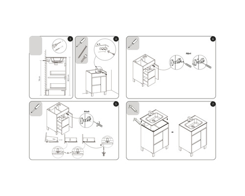 Instructions de montage pour un meuble sous-vasque avec lavabo